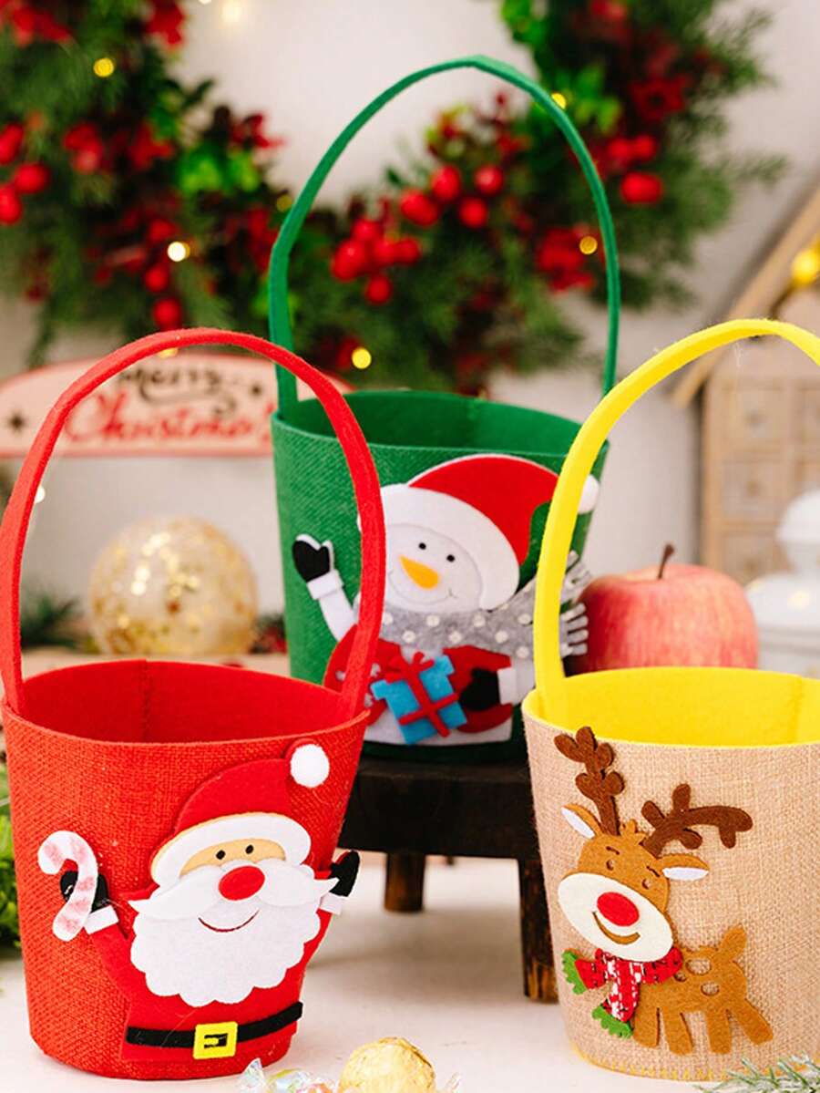 Joivida 1 Stück Weihnachts-kreative Cartoon-Süßigkeitentüte, Geschenktüte & Feiertags-Atmosphäre Dekorationseimer (mit Elch, Weihnachtsmann, Schneemann Designs) - neuartiges Design - stilvoll & niedlich - geeignet für Weihnachten - kann auf dem Esstisch platziert werden - Verschiedenfarbig - Übersicht 1