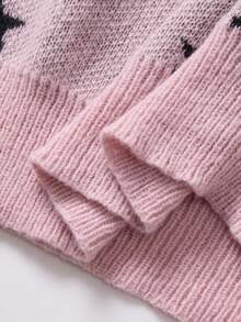 Manfinity CasualKnits Men's Minimalist Print Crew Neck Long Sleeve Knit Sweater, Fall/Winter - Pink - View 3