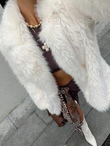 Pariaura Women's Elegant Faux Fur Collar Jacket, Autumn/Winter