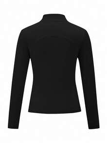 Sparklyn Tween Girl Zip Up Thumb Holes Active Jacket Workout Black Jogging Exercise Horse Riding Work Out - Black - View 2