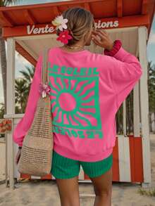 DrmWander Plus Size Vacation Vibe Sweatshirt Winter Fall Autumn