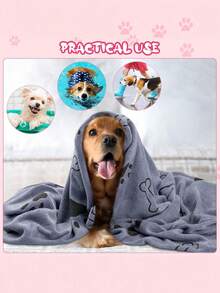 1/2pcs Pet Dog Grooming Towel 19.6*39.3 Inch Microfiber, Pet Bath Towel Dog Absorbent Towel Quick Drying Puppy Bath Products For Small, Medium And Large Dogs (Bright Colors, PAWS, Bones) - Multicolor - View 7