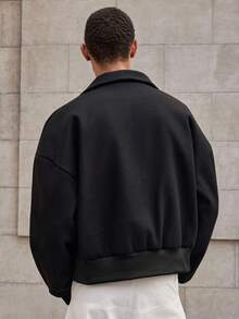 SWAVVY Men's Casual Loose Fit Zipper Front Jacket, Black, Autumn/Winter - Black - View 2