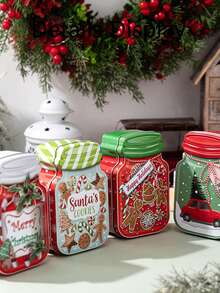 Cirelle 1 Pc Tin Can-Shaped Decorative Candy Box - Car, Gingerbread Man (Designs) - Candy Box - Christmas Decoration, Home Decoration, Room Decoration,Surprise(Shipped Randomly) - Multicolor - View 3