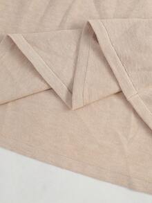 SHEIN 孕妇蕾丝拼布 A 字针织长袖毛衣裙，休闲日常穿着 - 杏色 - 查看 8