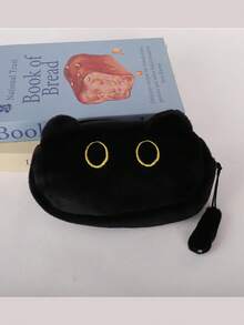 1 buc. Penar drăguț cu pisică neagră - capacitate mare, cutie de depozitare a papetăriei moale și durabilă cu ochi galbeni drăguți, perfect pentru întoarcerea la școală, geantă de creioane