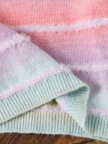Ombre Round Neck Loose Casual Sweater For Young Girls In Fall/Winter - Multicolor - View 7