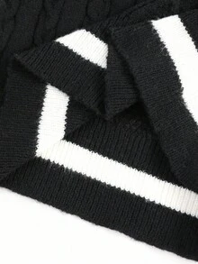 SHEIN 孕妇V领条纹印花休闲时尚毛衣背心