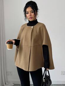 Elenzga Women's Elegant French Design Cloak Overcoat