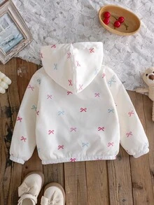 Elladie kids 1pc Young Girl Apricot Thermal-Lined Butterfly Print Hooded Casual Jacket, Suitable For Preschool Daily Wear, Long Sleeve Design, Sweet Academic Style, Can Be Worn As Outerwear Or Shirt, Suitable For Autumn/Winter