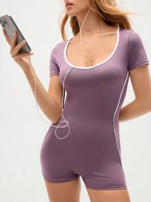 Eassivo Women's Purple Sports Running Fitness Yoga Jumpsuit