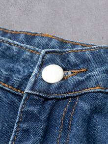 Manfinity Denimwave Casual Washed Blue Wide Leg Jeans With Paneled Tailoring, Suitable For Spring And Autumn Punk Regular Washed Blue Baggy Street For Distressed Jeans - Blue - View 7
