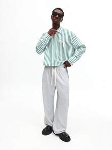 SUMWON Retro Long Sleeve Button Down Relaxed Fit Vertical Stripe Shirt Casual Business Office Wear Classic Spring Autumn