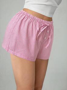 SHEIN Tall 2 chiếc quần short sọc vải lanh mới dành cho nữ - Nhiều màu - Xem 6
