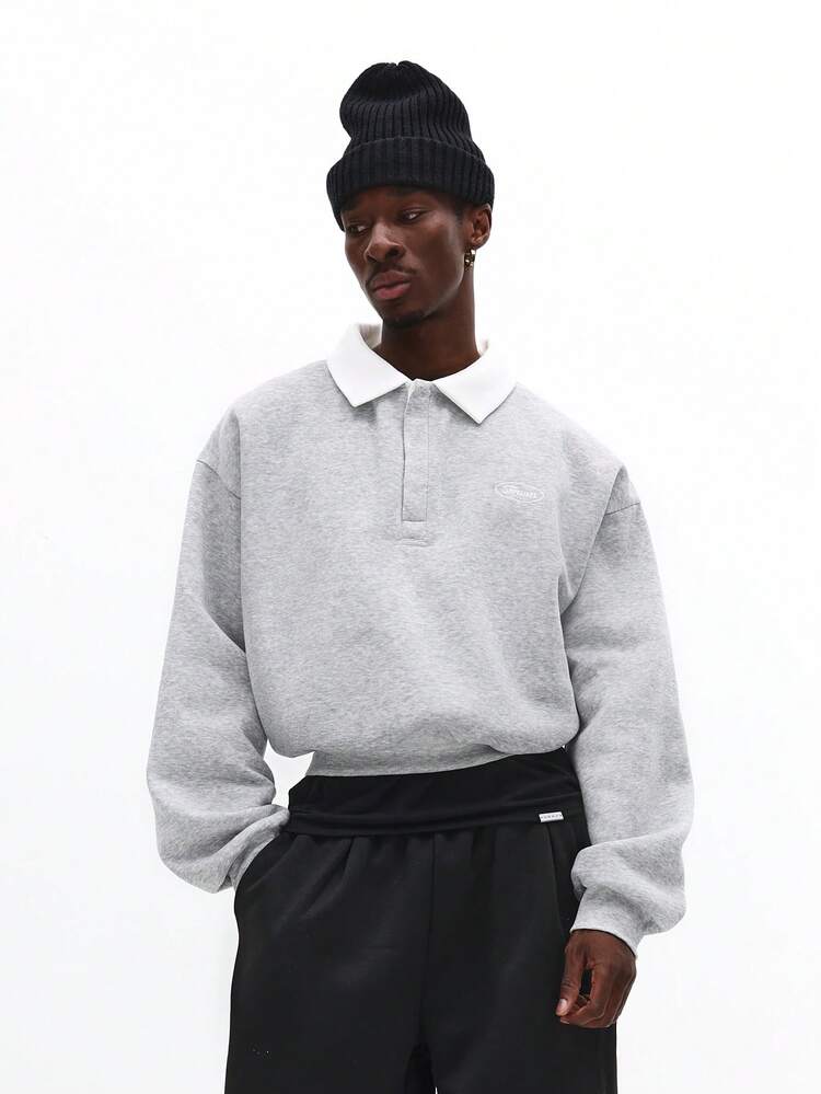 Felpa con colletto, polsini a coste e colletto bianco a contrasto