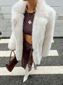 Pariaura Women's Elegant Faux Fur Collar Jacket, Autumn/Winter