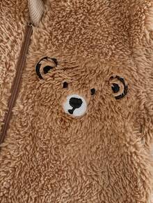 Cozy Pixies Baby Boy Cartoon Rabbit Ear Hooded Thick Jumpsuit Baby Teddy Bear Outfit Warm Jumpsuit For Baby Boy Toddler 2 Piece Winter Fur Clothing Baby Winter Clothing Baby Coat Jumpsuit - Brown - View 5