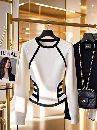 GlowEve Women's Fashion Business Casual Colorblock Crew Neck Long Sleeve Sweatshirt