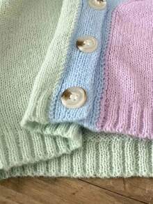 SHEIN Fashionable Casual Minimalist Colorblock Cute Baby Girls Cardigan Sweater Fall Winter Baby Sweater Cardigan Baby Knitwear Baby Girl Pastel Colors Baby Girl Cute Sweater Jacket Rainbow Warm Clothes Baby Girl Baby Knitwear Cardigan Color Block Baby Cardigan Baby Sweater Jacket - Multicolor - View 7