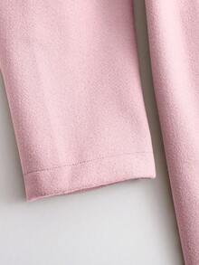 SHEIN Clasi Plus Size Belted Zipper Long Sleeve Overcoat, Fashionable For Autumn/Winter - Pink - View 3