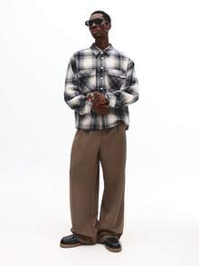 SUMWON Relaxed Fit Plaid Flannel Long Sleeve Button Down Shirt With Utility Pockets Fall Winter Casual Overshirt Workwear - Multicolor - View 4