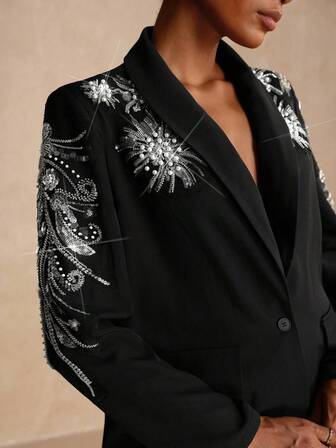 Vesra Sequin Embellished Elegant Party Women Blazer