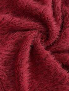 Elamini 1pc Women's Red Scarf Collar Fuzzy Patchwork Tube Top, Stylish Design For Party, Christmas, Valentine's Day