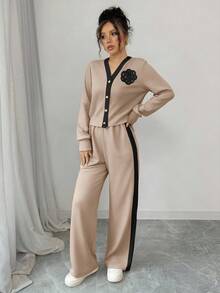 Selianne Women's Floral Print Long Sleeve Cardigan And Pants Casual 2 Pieces Set, Autumn/Winter