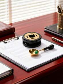 1 套黑色蜡封印章套装，含封蜡加热器和蜡熔化勺，适用于 DIY 婚礼礼品信封，适合返校季