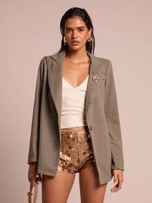 Glamine New Autumn/Winter Faux Cashmere Retro Herringbone Women Overcoat,Autumn,Fall Clothes For Women,Winter,Halloween,Christmas,Going Out Tops,Brown,Elegant,Chic,Women's Winter Coat ,Women's Winter Clothes - Coffee Brown - View 5