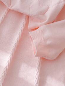 Souflis Souflis Young Girl Casual And Cute Pink Knitted Short Long-Sleeved Sweater With Bow And Knitted Skirt, Soft And Comfortable, Suitable For Daily Occasions, Suitable For Suitable For Traveling, Suitable For Vacation, Suitable For Home Scenes, Suitable For Nursery Scenes, Suitable For Children To Play. Wear Spring, Autumn And Winter Clothing, Festival Girls Outfit Sets - Pink - View 11