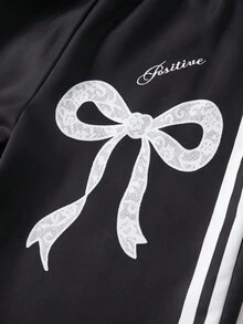 SHEIN 青少年女孩秋季寬腿多功能休閒寬鬆工裝運動褲，極簡風，返校穿搭，黑色正式工作風 - 黑色 - 查看 5