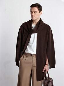 Manfinity CityGents Men's Solid Color Casual Cardigan, For Fall Winter