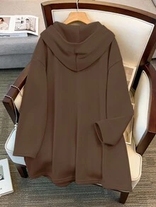 SHEIN Clasi Veste polaire zippée décontracté unie grande taille