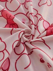 Girls Cute Rabbit Print Long Sleeve Loungewear Set, Comfortable & Casual Fall Winter - Pink - View 5