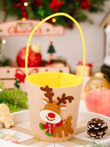 Joivida 1 Stück Weihnachts-kreative Cartoon-Süßigkeitentüte, Geschenktüte & Feiertags-Atmosphäre Dekorationseimer (mit Elch, Weihnachtsmann, Schneemann Designs) - neuartiges Design - stilvoll & niedlich - geeignet für Weihnachten - kann auf dem Esstisch platziert werden - Verschiedenfarbig - Übersicht 5
