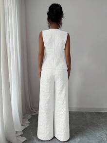 Rafferiza Women's Elegant Textured 2 Pieces Set, Pink, Summer - White - View 2