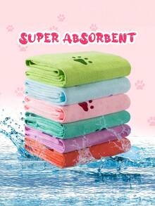 1/2pcs Pet Dog Grooming Towel 19.6*39.3 Inch Microfiber, Pet Bath Towel Dog Absorbent Towel Quick Drying Puppy Bath Products For Small, Medium And Large Dogs (Bright Colors, PAWS, Bones) - Multicolor - View 4