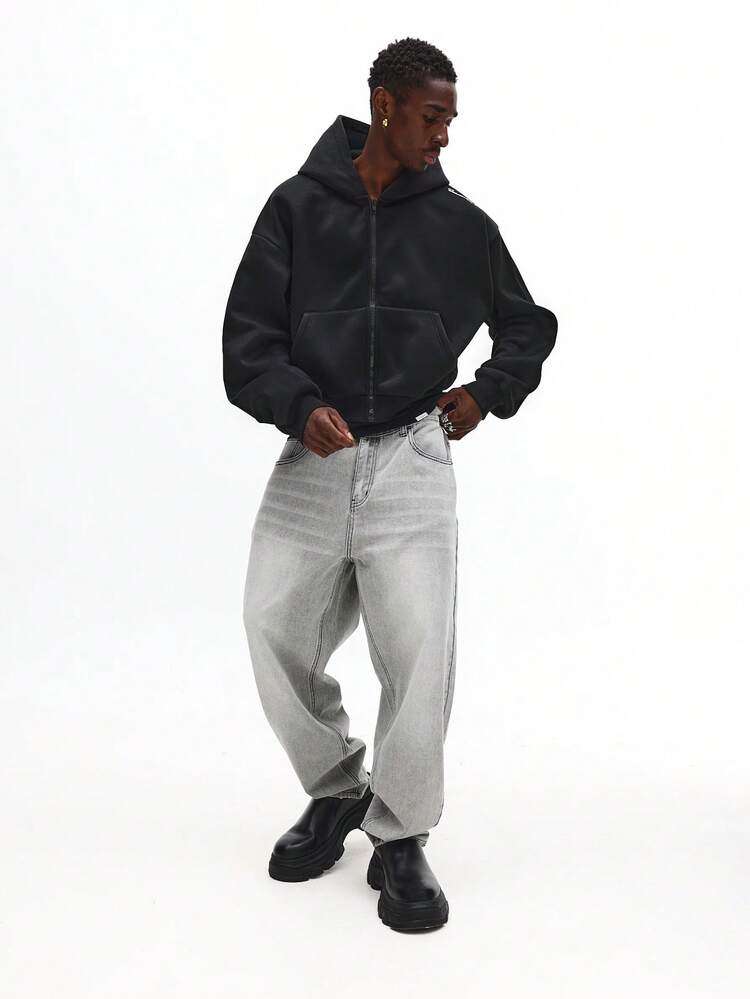 Botanical Print Hoodie With Drawstring Hood And Centre Pocket