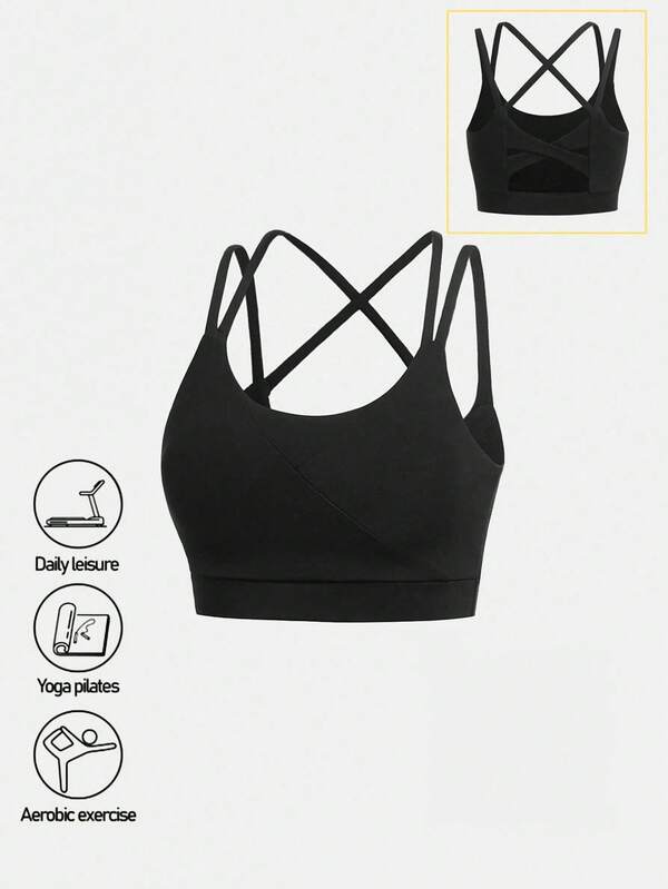 SHEIN Tween Girl Criss Cross Back Sports Bra