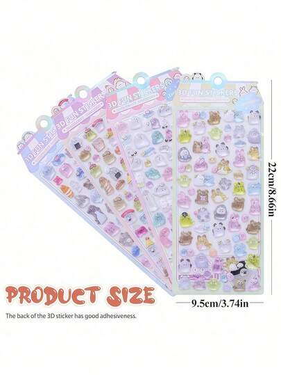 SHEIN 3Dかわいいステッカー - カートゥーン ホットドッグ 寿司 バブルステッカー、カワイイ ミニ フワフワ 3D 再利用可能 ピューフィー ステッカー スクラップブッキング プランナー ダイアリー ノートブック ラップトップ 携帯ケース 装飾 (固形製品)