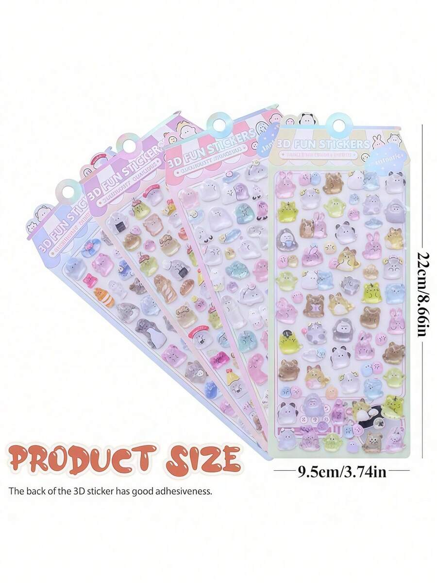 SHEIN 3D Cute Stickers - Cartoon Hot Dog Sushi Bubble Stickers, Kawaii Mini Fluffy 3D Reusable Puffy Sticker Scrapbooking Planner Diary Notebook Laptop Phone Case Decor (Solid Product) - Multicolor - View 1