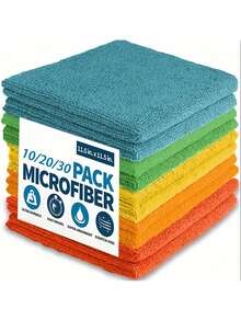 Bộ khăn lau microfiber nhiều màu sắc 10/20/30 chiếc - Nhiều số lượng để lựa chọn, dùng cho nhà bếp, phòng tắm, nhà cửa, đồ gia dụng. - Nhiều màu - Xem 11