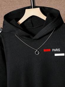 青少年男孩休闲酷炫舒适长袖连帽衫和裤子套装