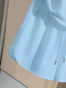 Resyla Bộ đồ thể thao thường ngày dành cho nữ, thích hợp mặc hàng ngày, trở lại trường, chụp ảnh, phong cách đường phố, ngoài trời, cắm trại, du lịch, thời trang, bộ áo phông và quần short nữ - Màu xanh lam - Xem 6