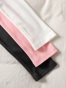 SHEIN 3pcs Tween Girls' Solid Black White Pink Embroidered Casual Turndown Collar Long Sleeve Tops Set,Basic School Back-To-School Autumn Clothes 3 Packs - Multicolor - View 4