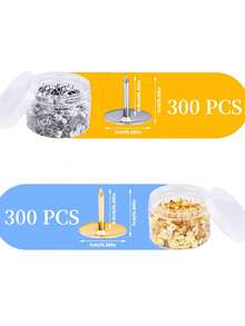 300pcs Push Pins Round Head Thumb Tacks Cork Board, Decorative Flat Push Pins For Wall Head Pin Wood Map Tacks Pin, Metal Pushpins For Office School With Storage Box Back To School,Back To School,School Supplies - 300pcs - View 3