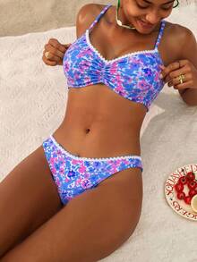Swim Vcay Summer Ditsy Floral Printed Bikini Set, Random Pattern - Multicolor - View 3