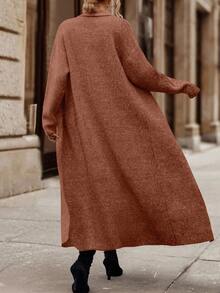 EMERY ROSE Áo khoác cardigan trơn màu thường ngày cho nữ, Thu/Đông - Rỉ Nâu - Xem 2