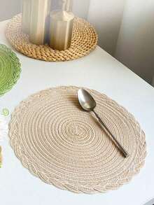 1/5 piezas Mantel individual trenzado de cáñamo, posavasos redondo hecho a mano, alfombrilla aislante del calor